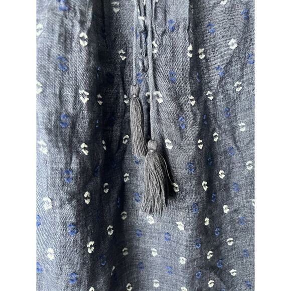 J. McLaughlin Sleeveless Blue Swiss Dot Chambray Linen Cotton Blend Top XSmall - Picture 4 of 4